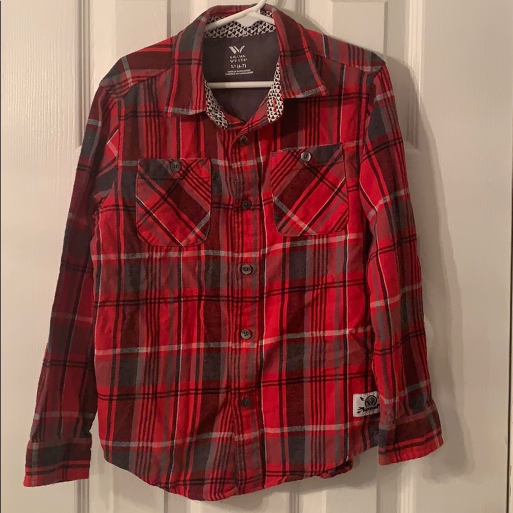 Boys Shaun White Plaid Button Long Sleeve